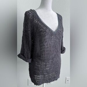 American Vintage Charcoal V-Neck Sweater